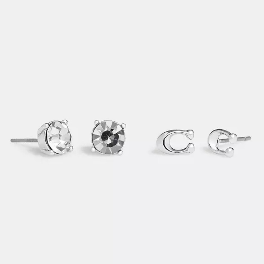 Coach Signature C And Stone Stud‎ Earrings Set